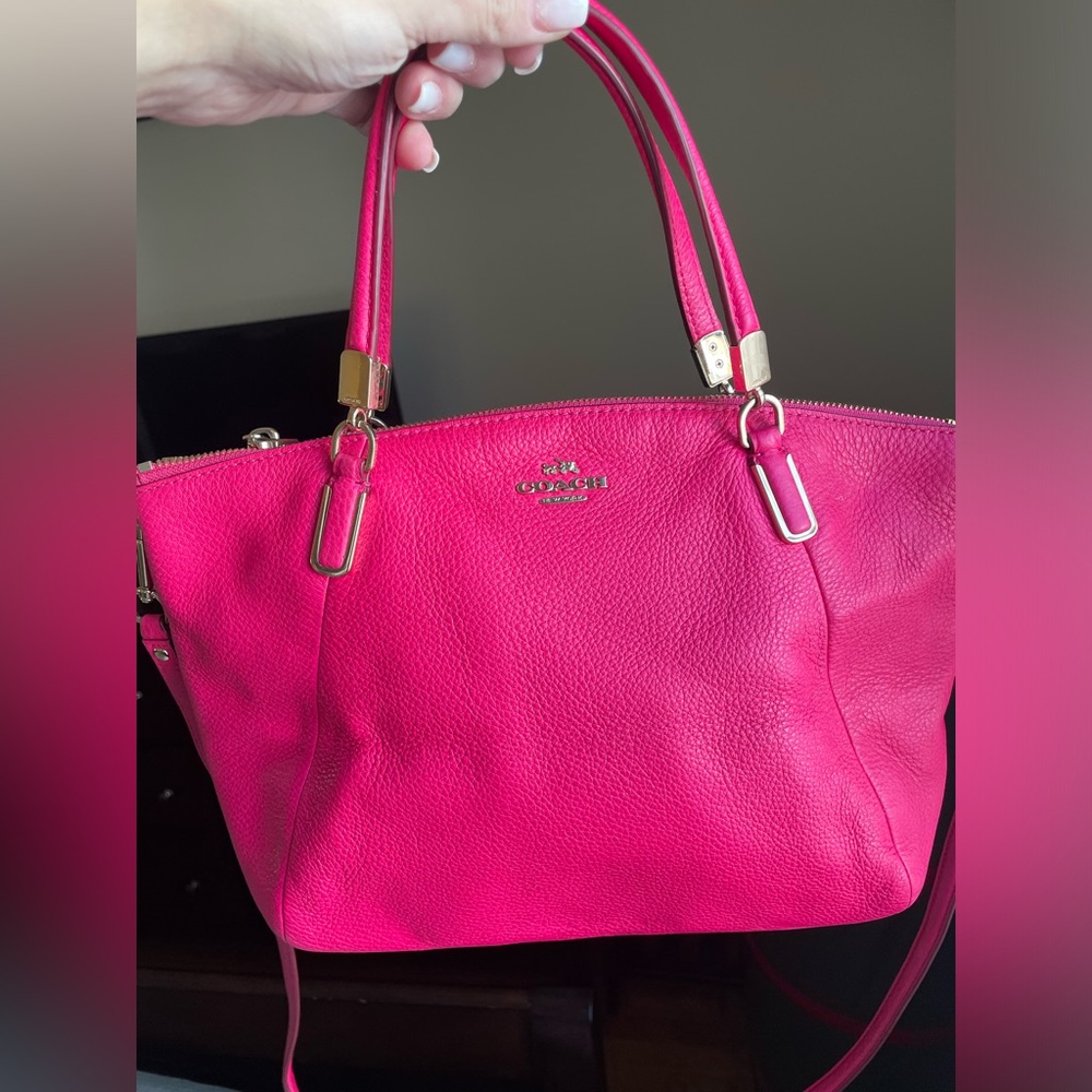COACH satchel hot pink pebbled leather